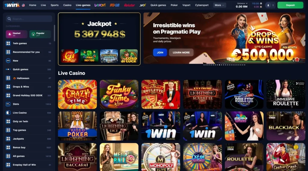 1WIN Live casino games