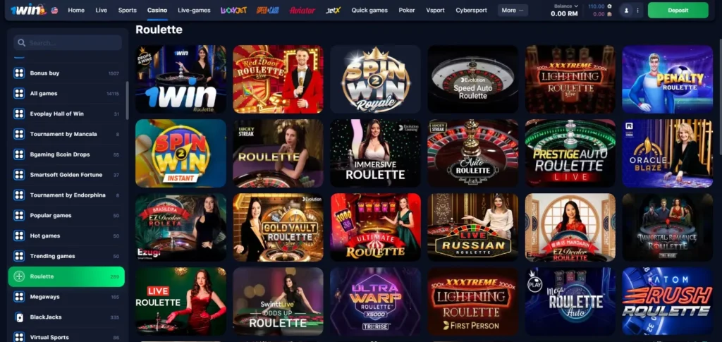 1WIN Online Casino roulette games